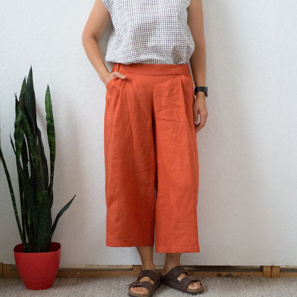 Jane Wide Leg Linen Pants in Persimmon (XXS. XL, XXL) – Otto