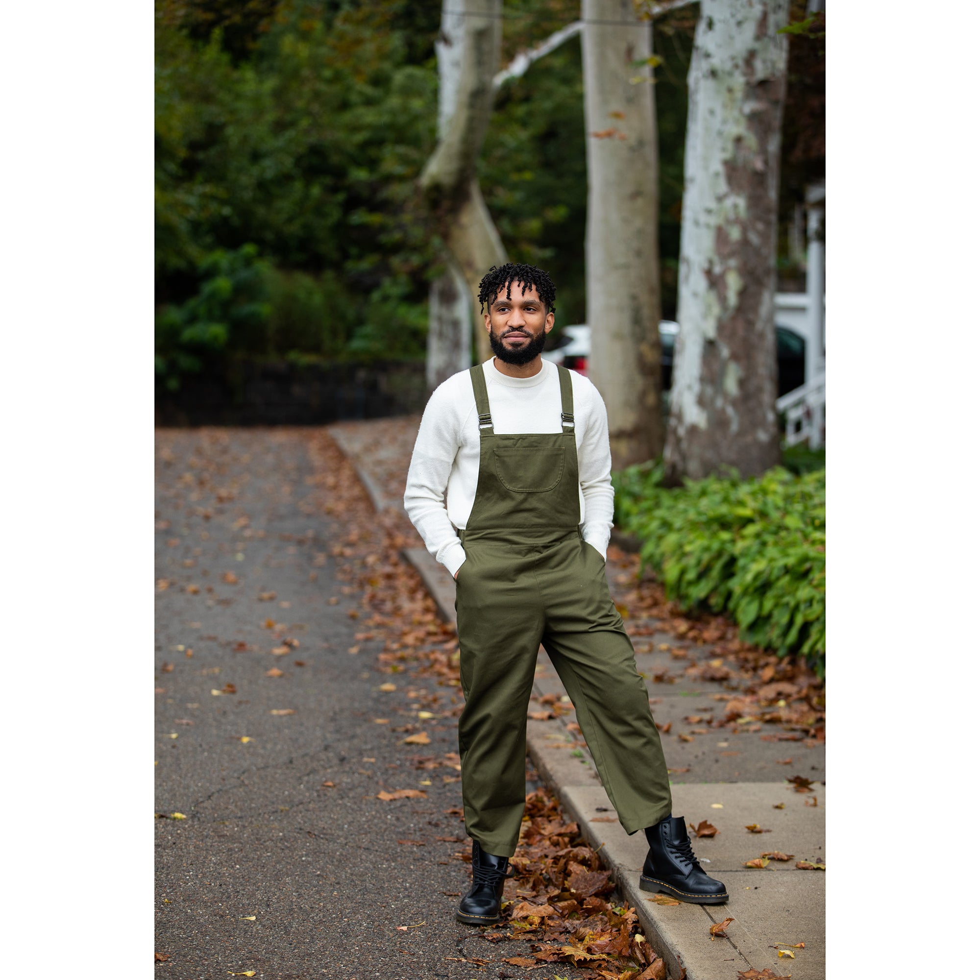 Nikki Overalls in Olive Organic Cotton Twill (XXS, XS, L, XL, XXL